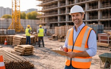 Responsabile di cantiere al tramonto